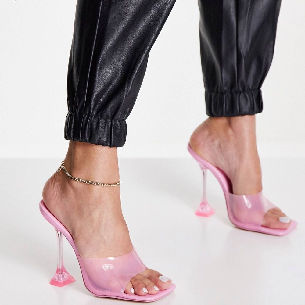 Public Desire Vinyl Heel Mules NEW